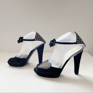 Casadei Grommet?Heart Ankle Strap Heels Size 8